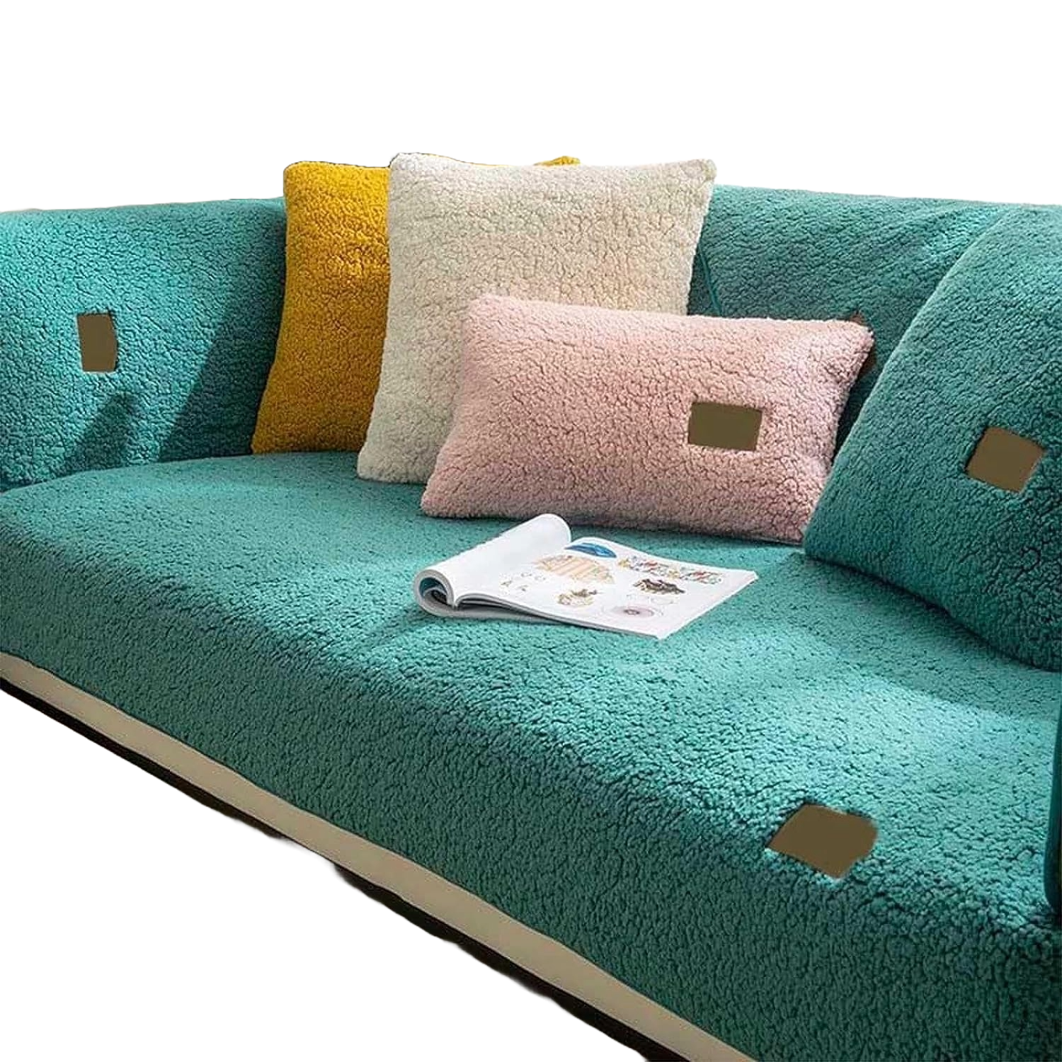 Fuzzy Furry Plush Non Slip Sherpa Fleece Sofa Couch Cover
