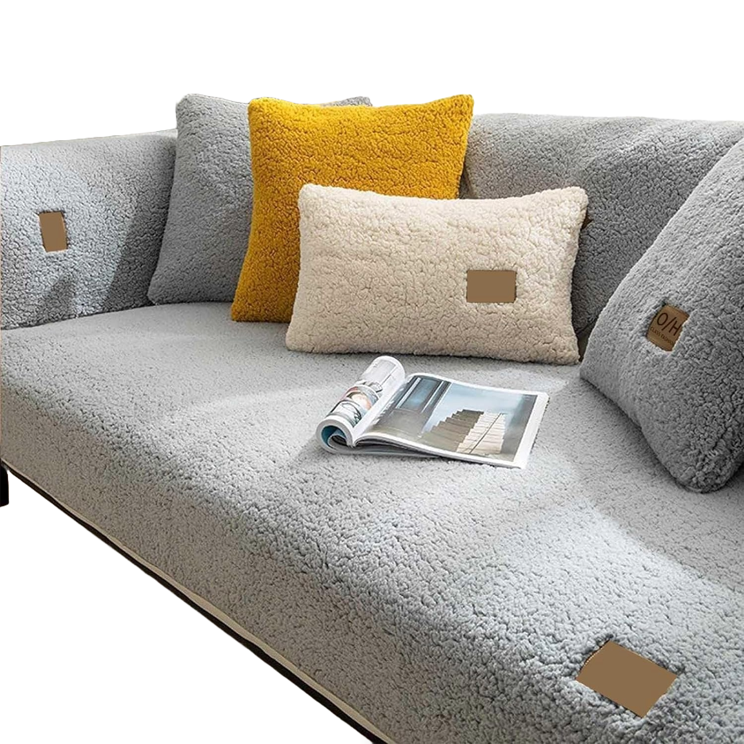 Fuzzy Furry Plush Non Slip Sherpa Fleece Sofa Couch Cover