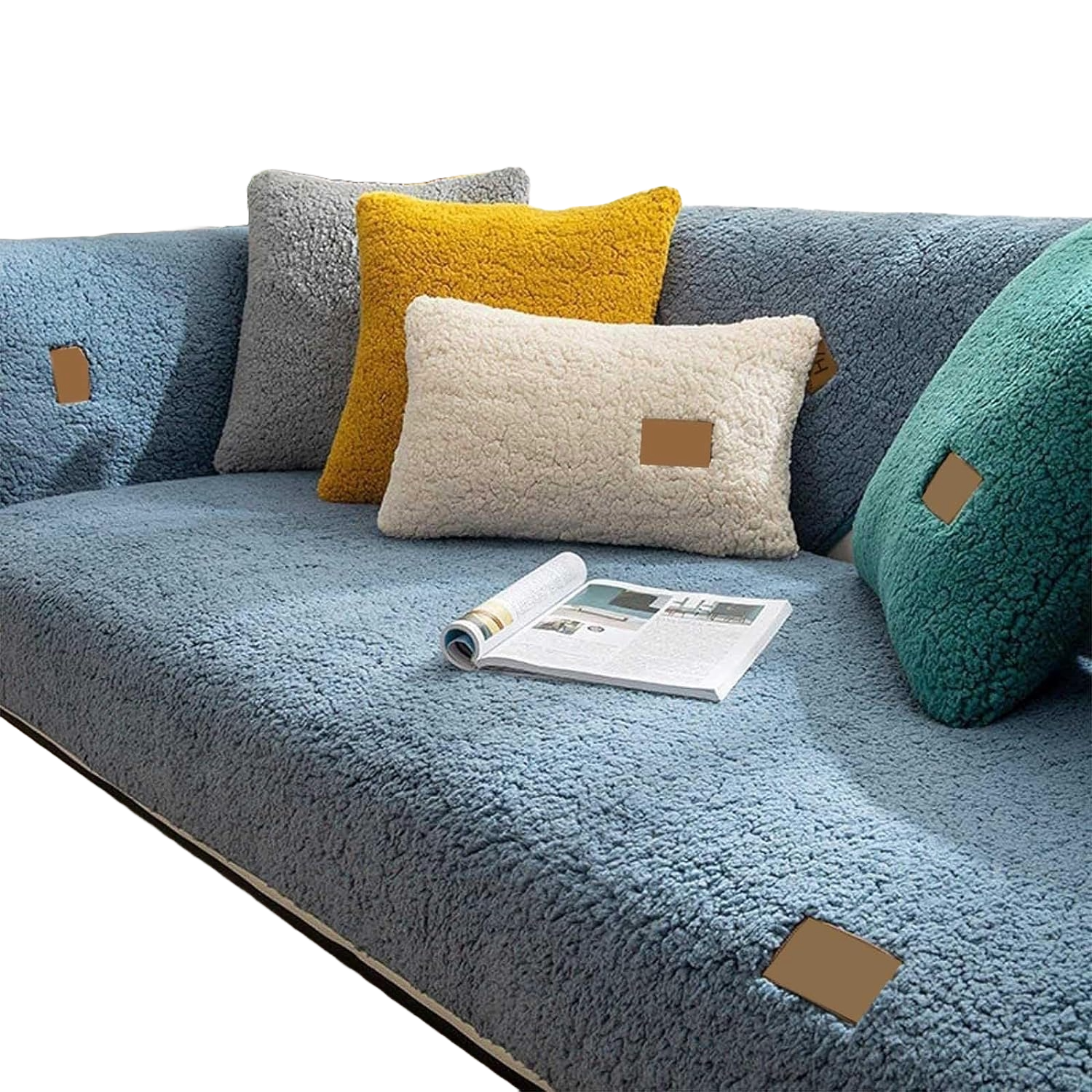 Fuzzy Furry Plush Non Slip Sherpa Fleece Sofa Couch Cover