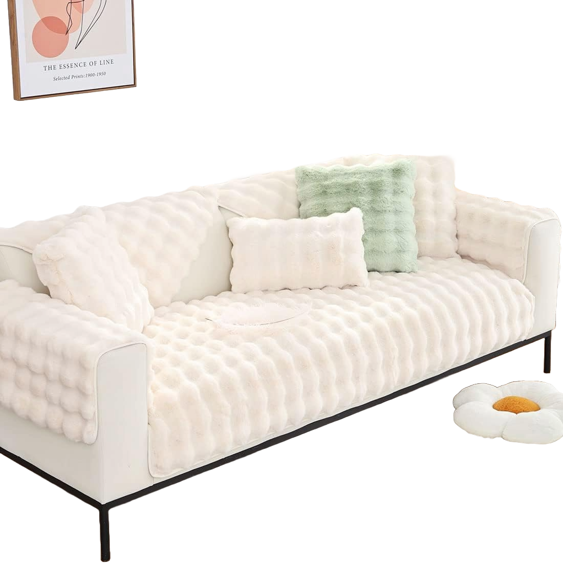 Non Slip Plush Fuzzy Furry Mat Couch Sofa Cover
