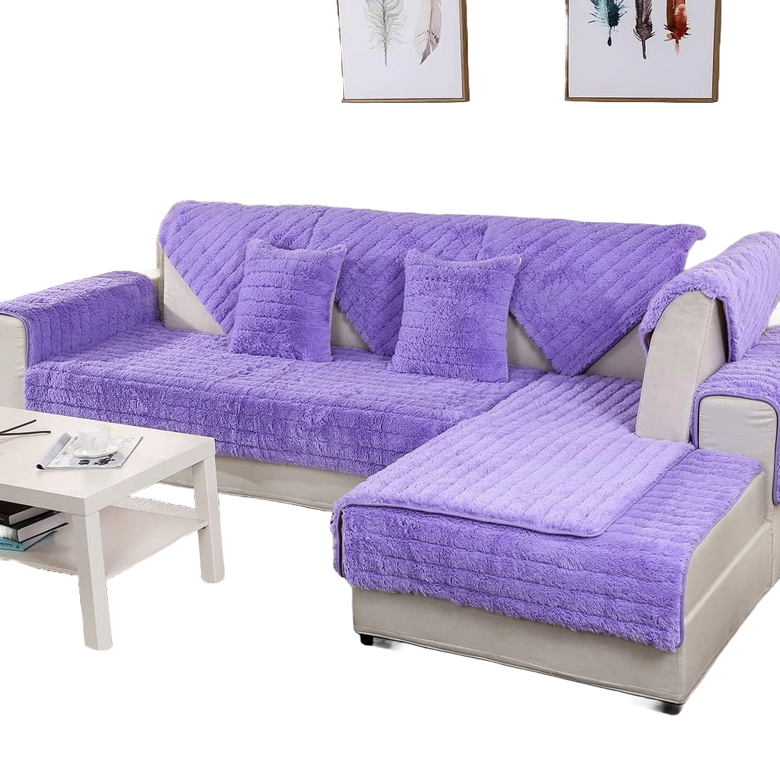 Faux Fur Non-Slip Sofa Couch Cover