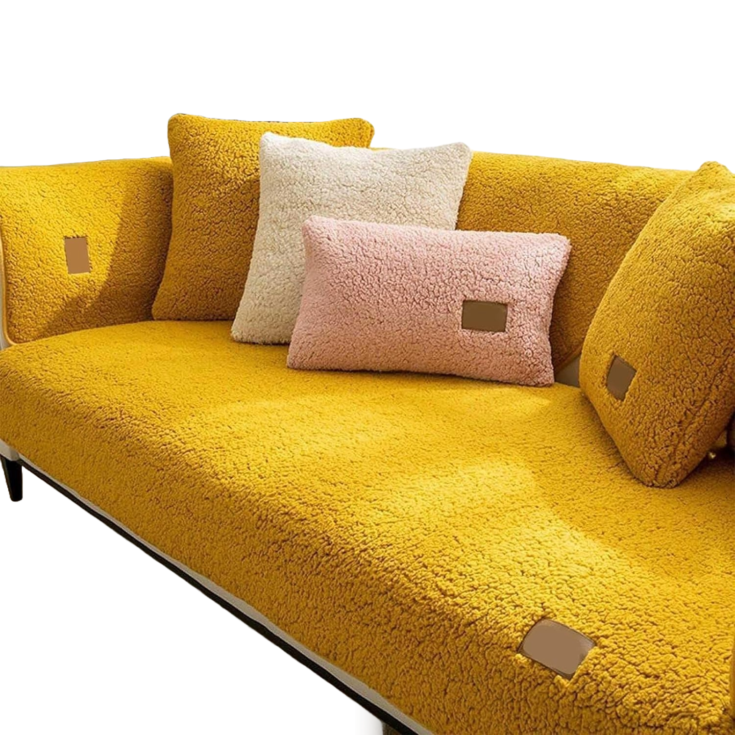 Fuzzy Furry Plush Non Slip Sherpa Fleece Sofa Couch Cover