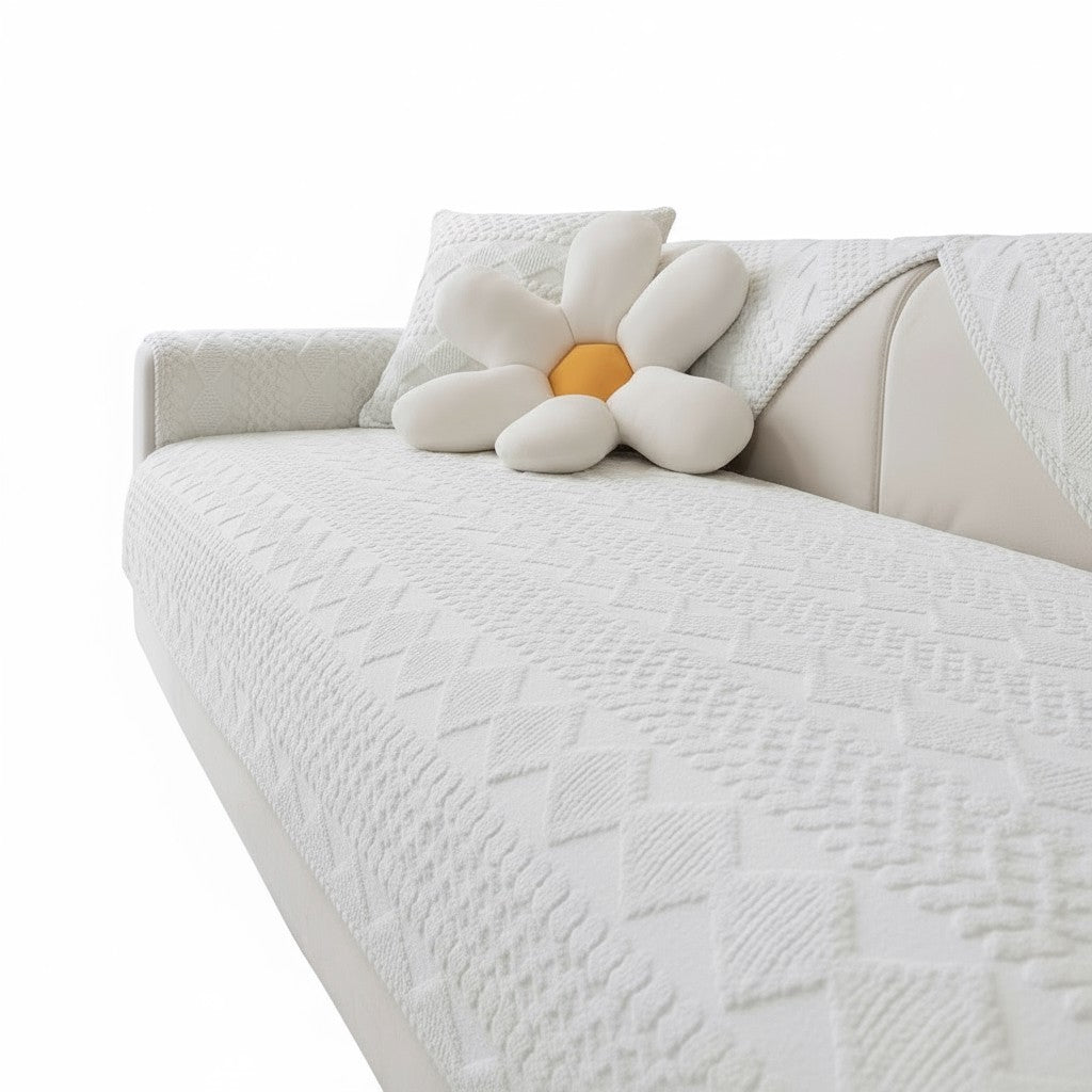 Non Slip Fluffy Geometric Jacquard Mat Couch Sofa Cover