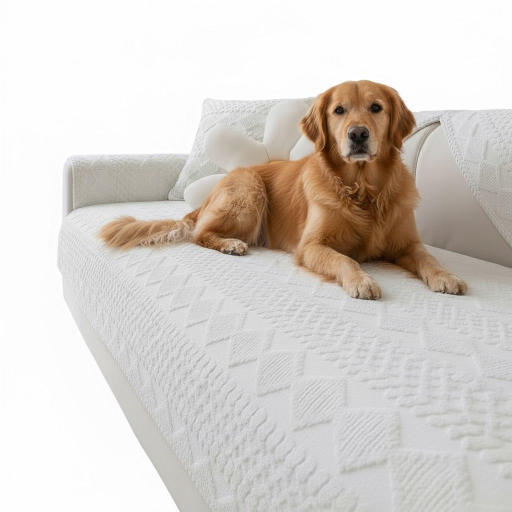 Non Slip Fluffy Geometric Jacquard Mat Couch Sofa Cover