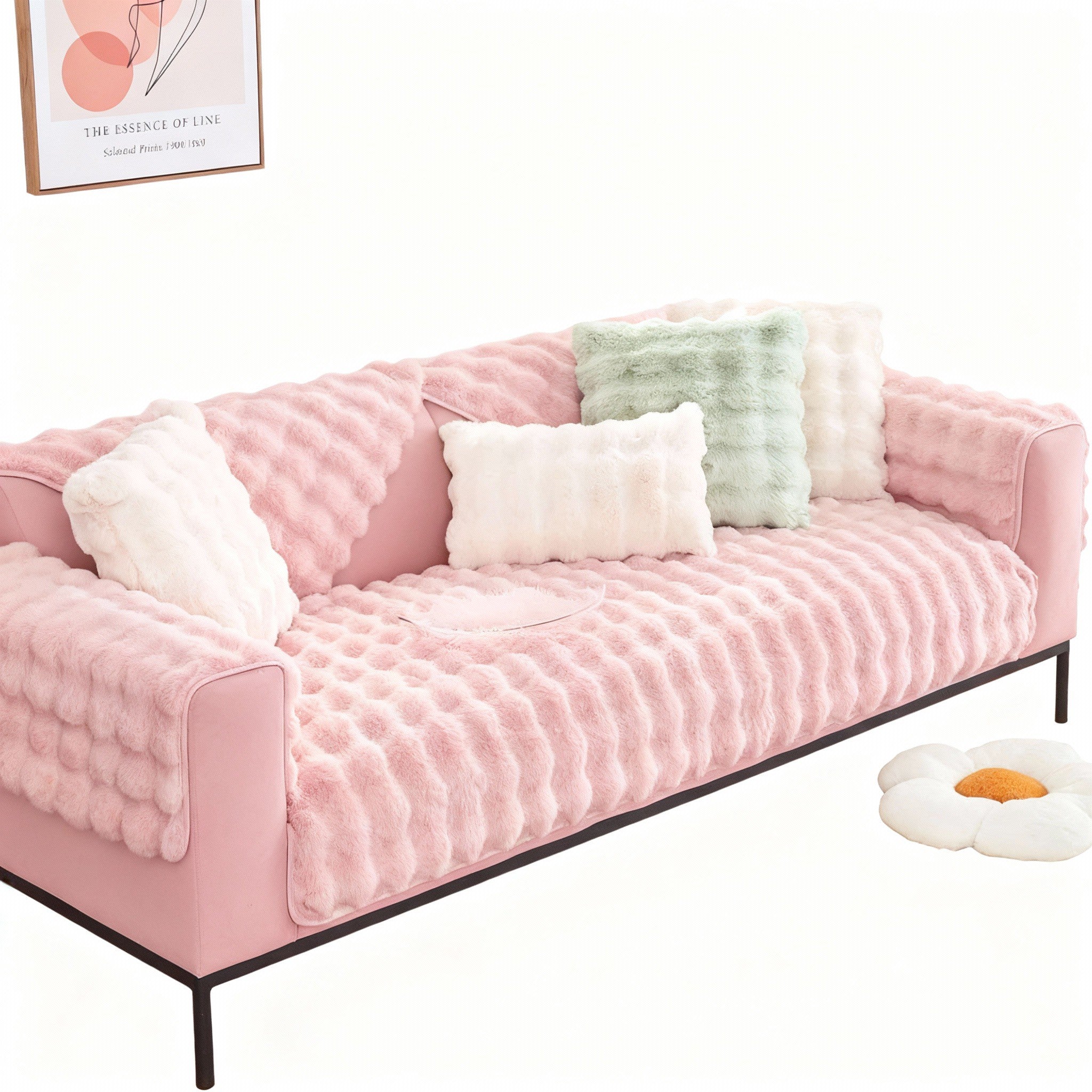 Non Slip Plush Fuzzy Furry Mat Couch Sofa Cover