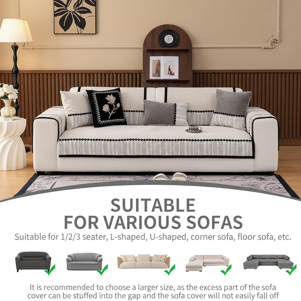 Anti Slip Premium Elegant Chenille Sofa Couch Cover