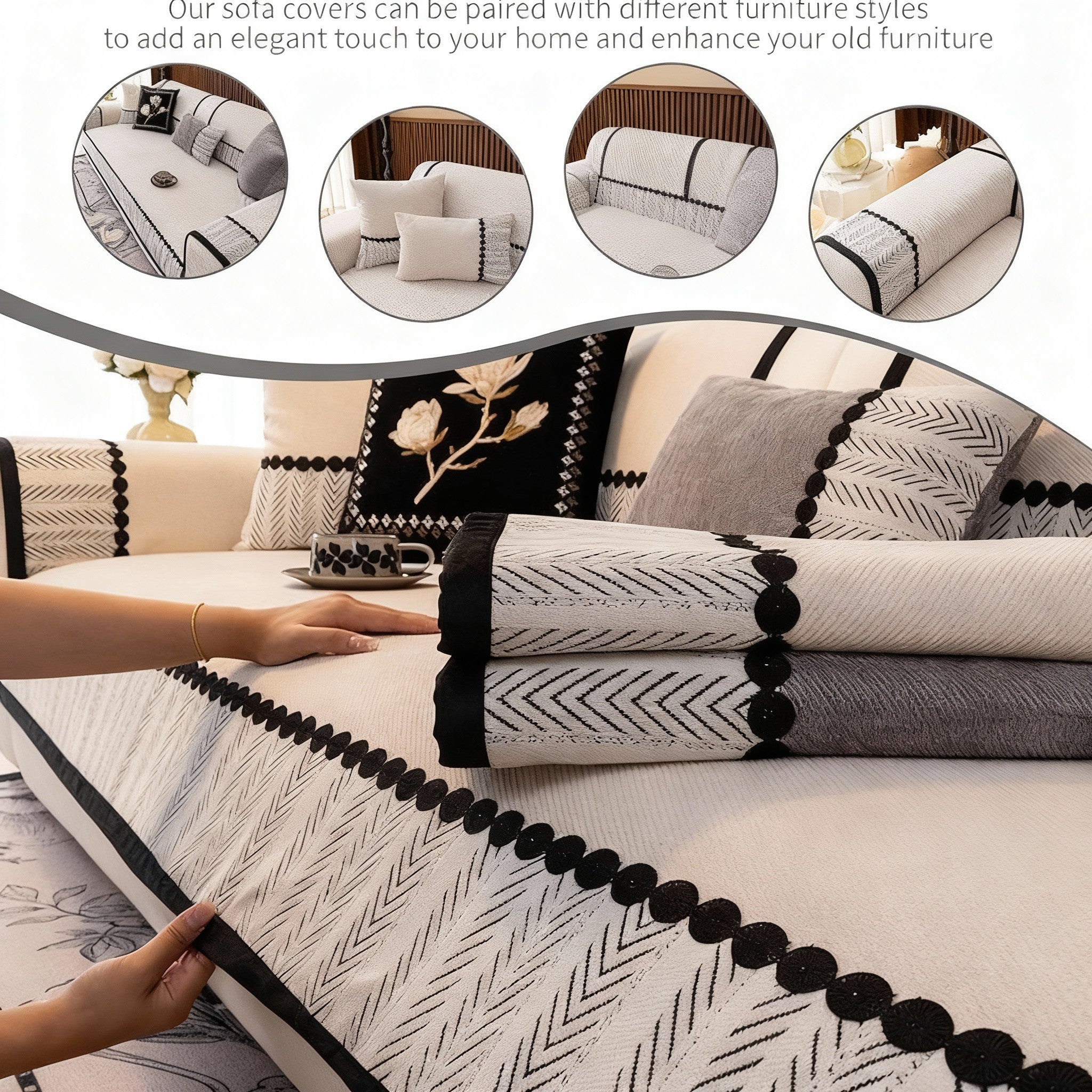 Anti Slip Premium Elegant Chenille Sofa Couch Cover