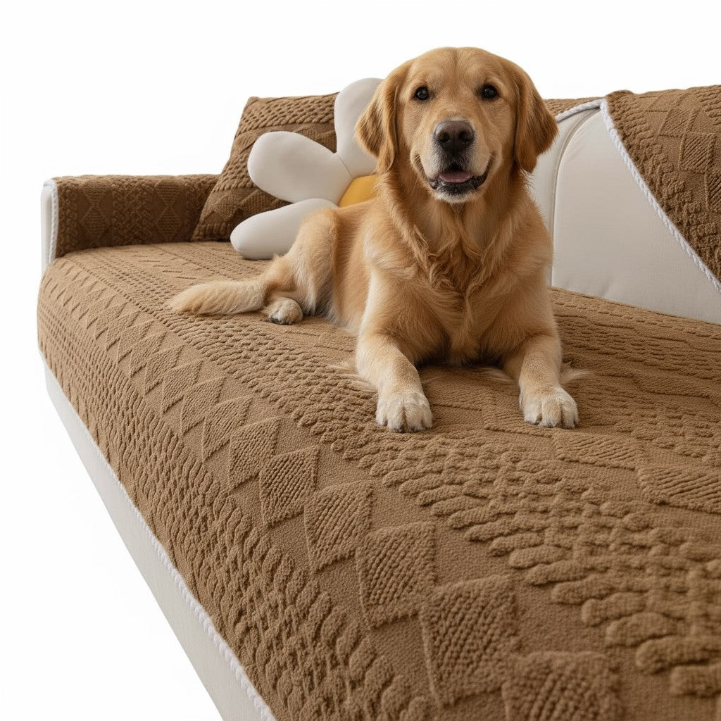 Non Slip Fluffy Geometric Jacquard Mat Couch Sofa Cover