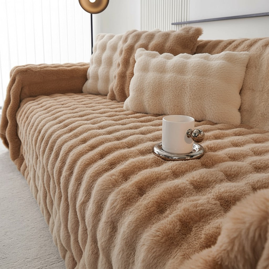 Non Slip Plush Fuzzy Furry Couch Sofa Cover