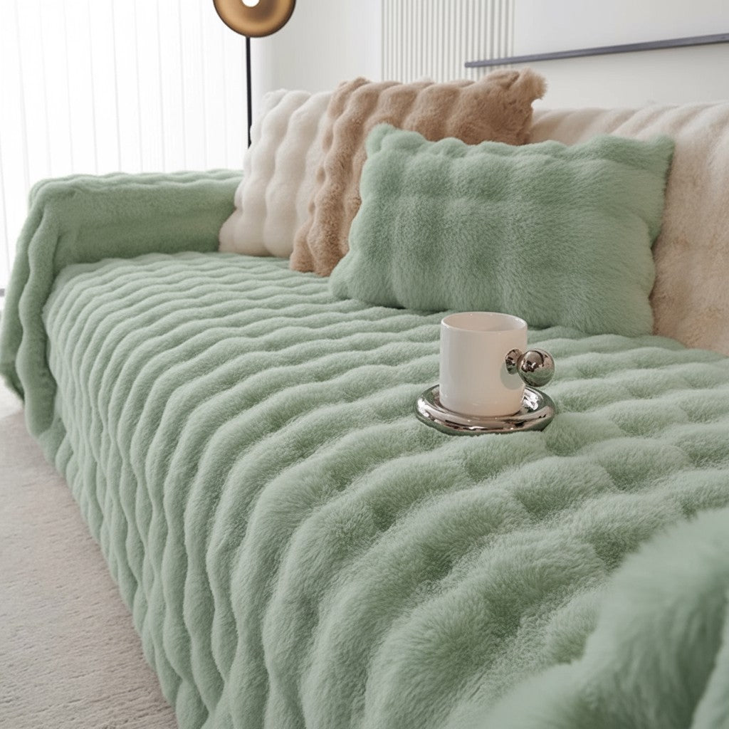 Non Slip Plush Fuzzy Furry Couch Sofa Cover