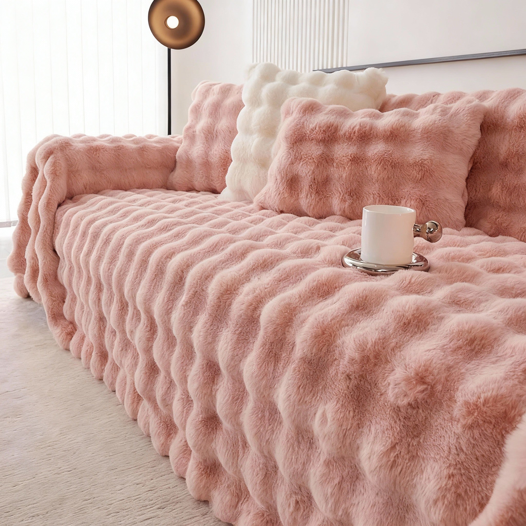 Non Slip Plush Fuzzy Furry Couch Sofa Cover
