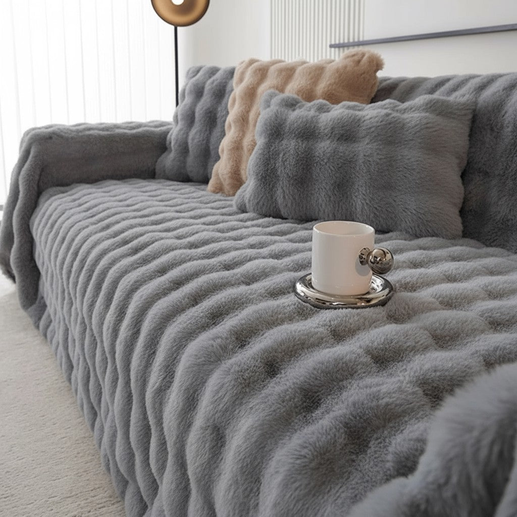 Non Slip Plush Fuzzy Furry Couch Sofa Cover