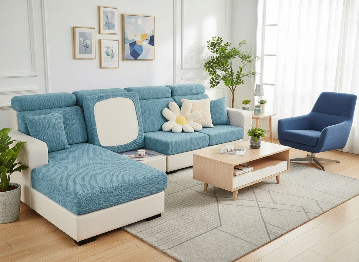 Jacquard L Shaped Cushion Slipcover Sofa Couch Cover