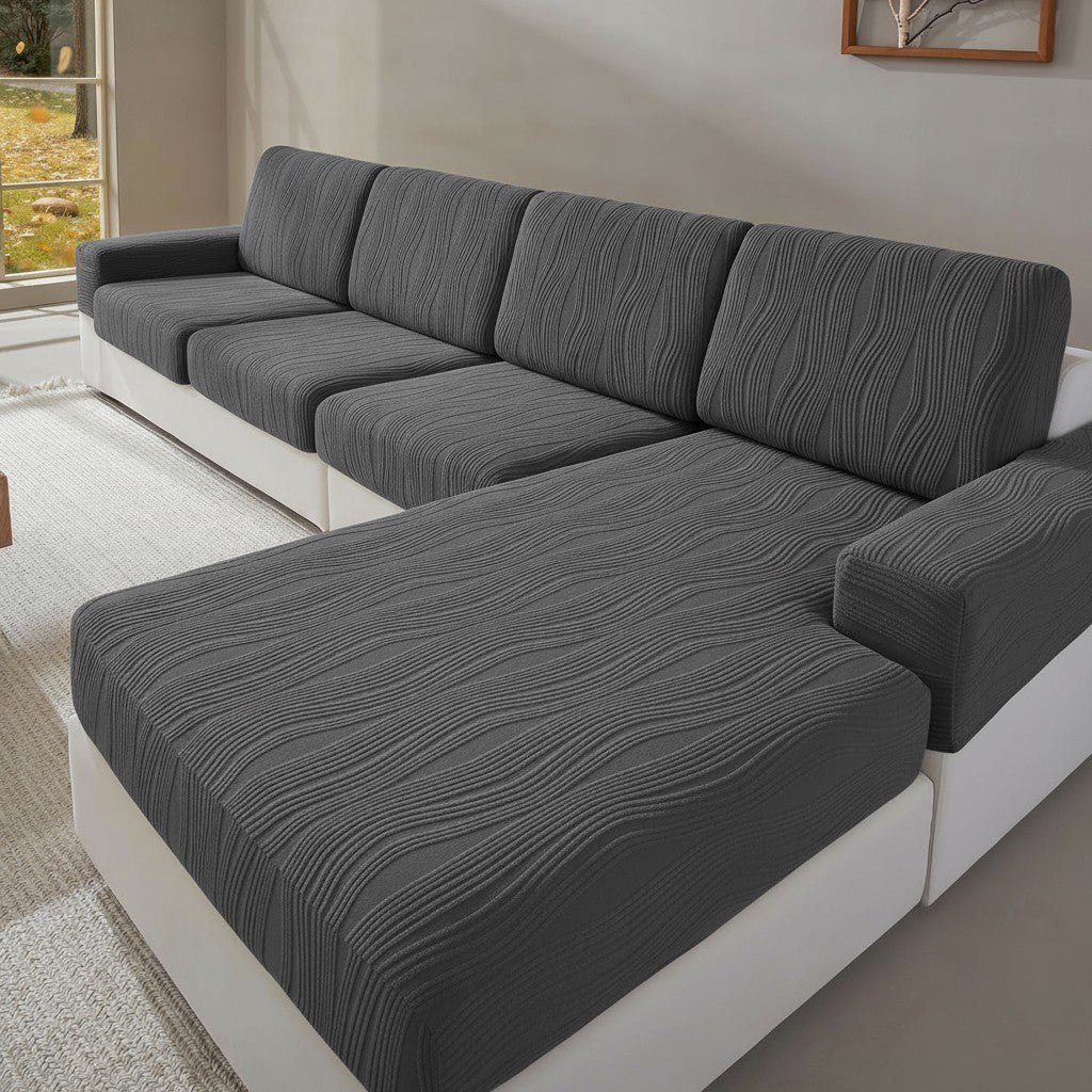 Cushion L Shaped Stripe Slipcover Sofa Couch