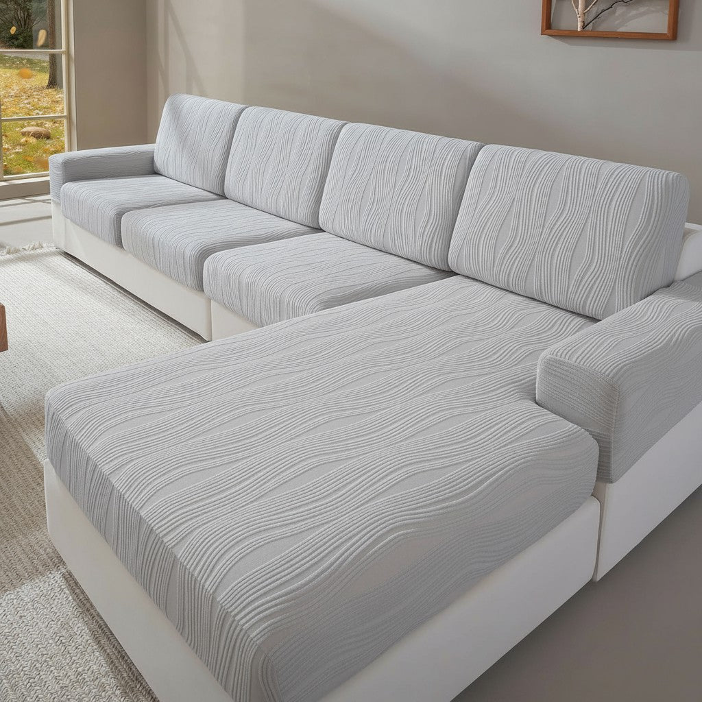 Cushion L Shaped Stripe Slipcover Sofa Couch