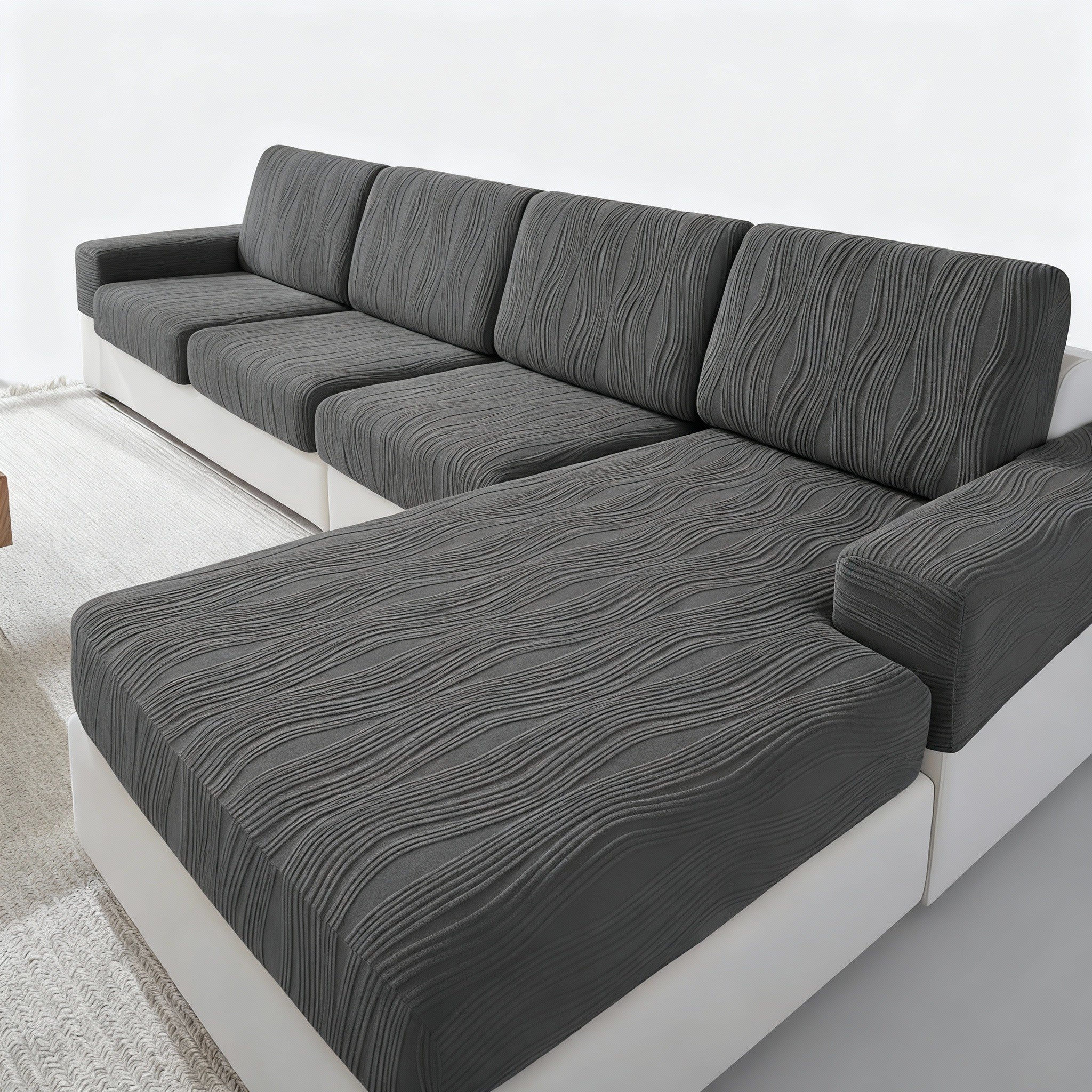 Cushion L Shaped Stripe Slipcover Sofa Couch