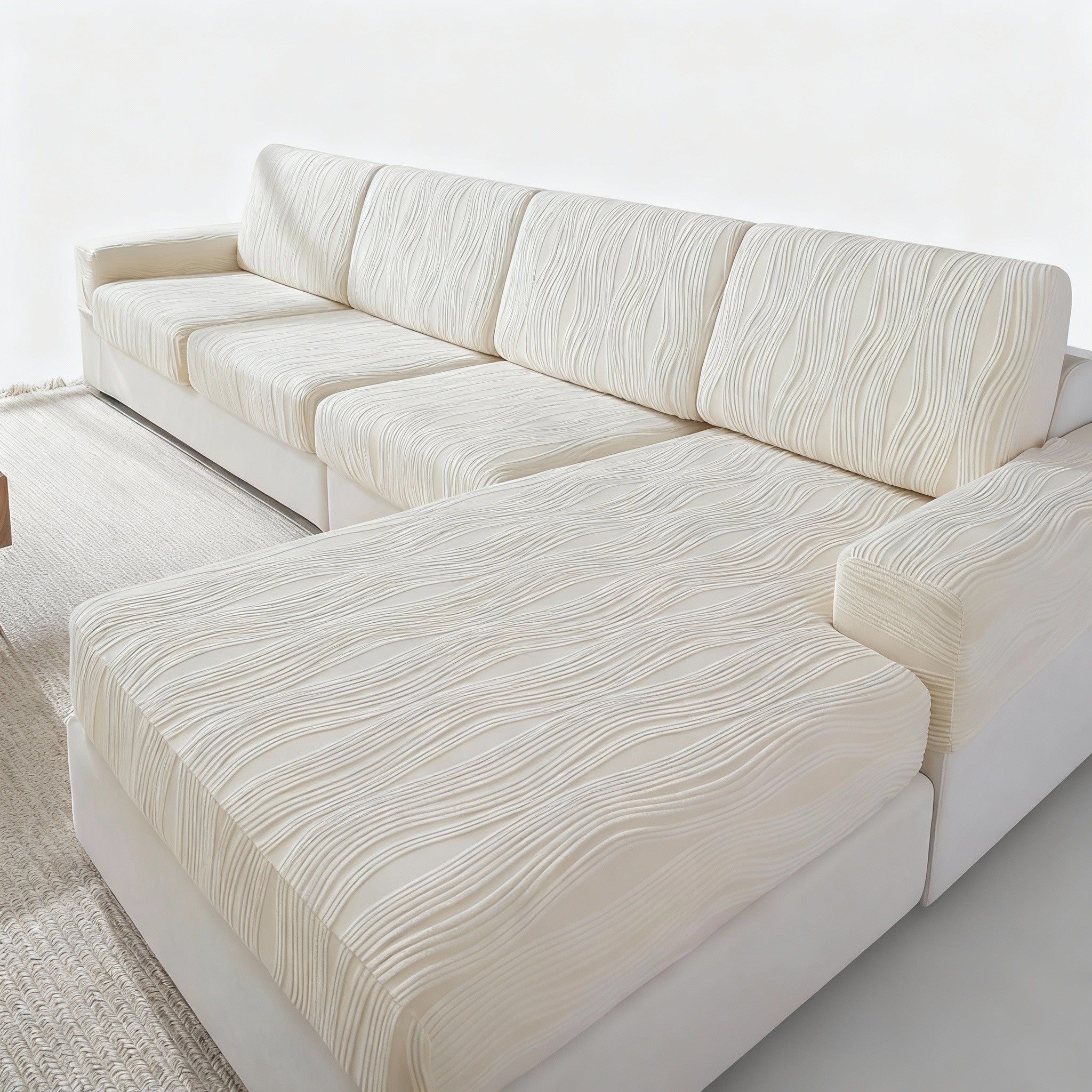 Cushion L Shaped Stripe Slipcover Sofa Couch