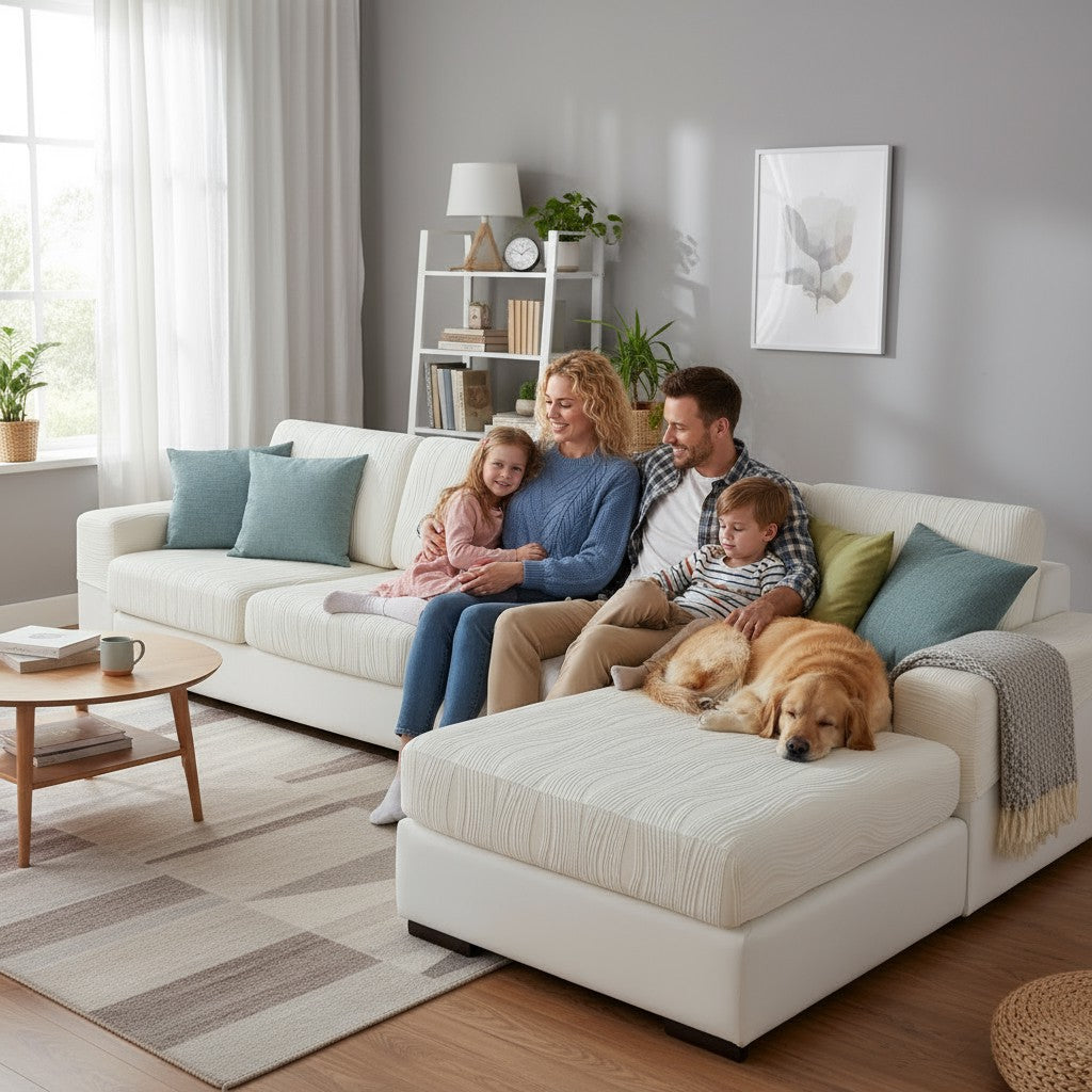 Cushion L Shaped Stripe Slipcover Sofa Couch