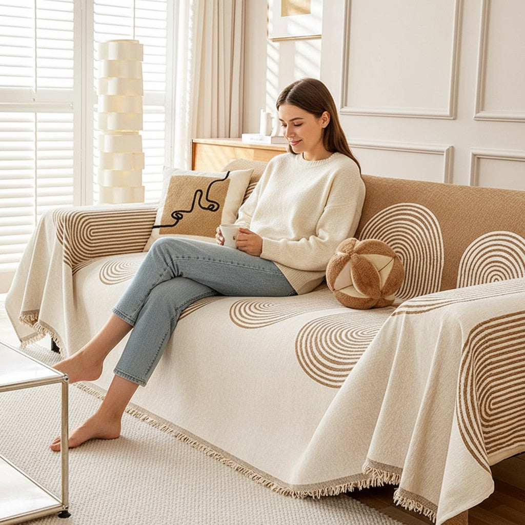 Elegant Chenille Geometry Sofa Couch Cover