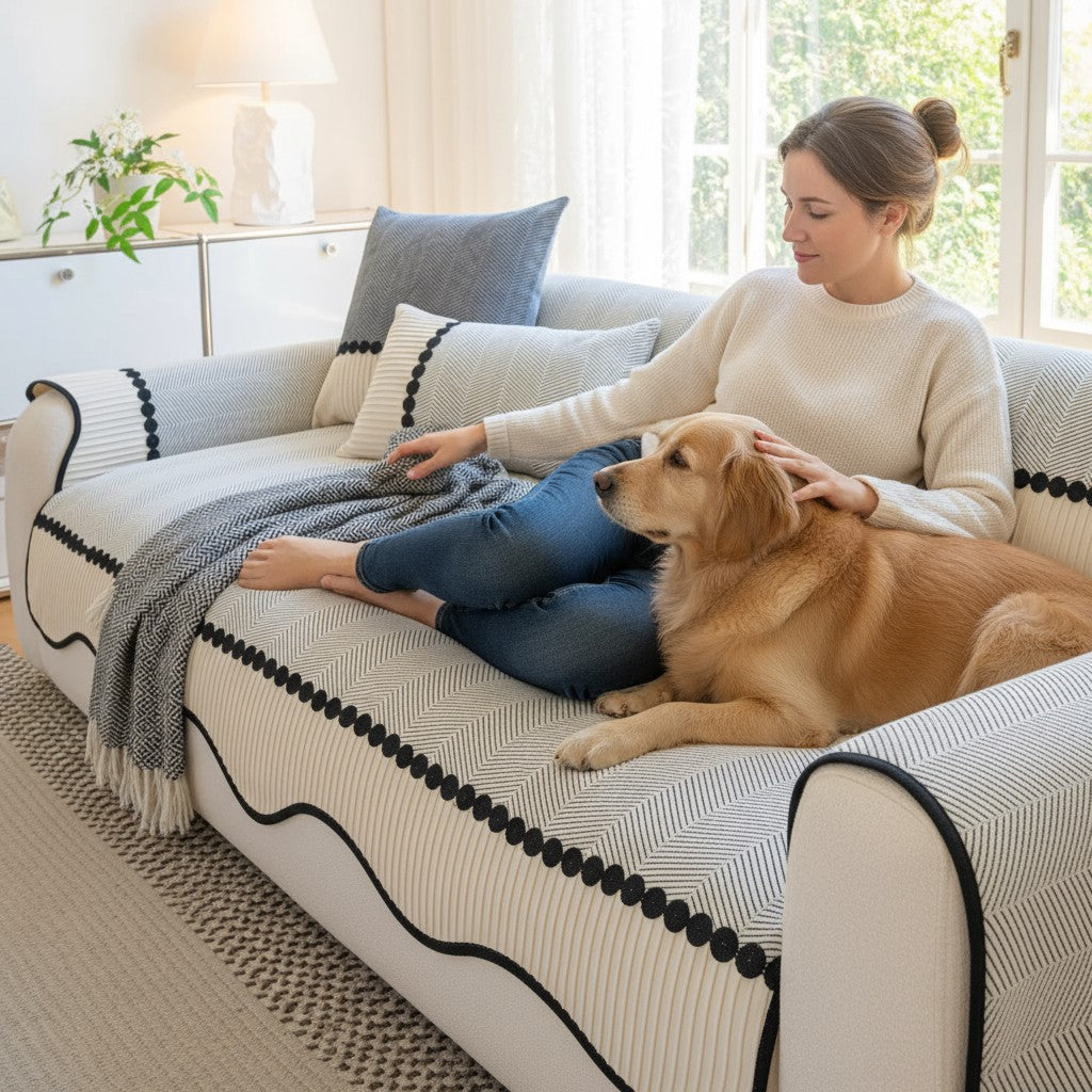 Non Slip Striped Sofa Couch Cover