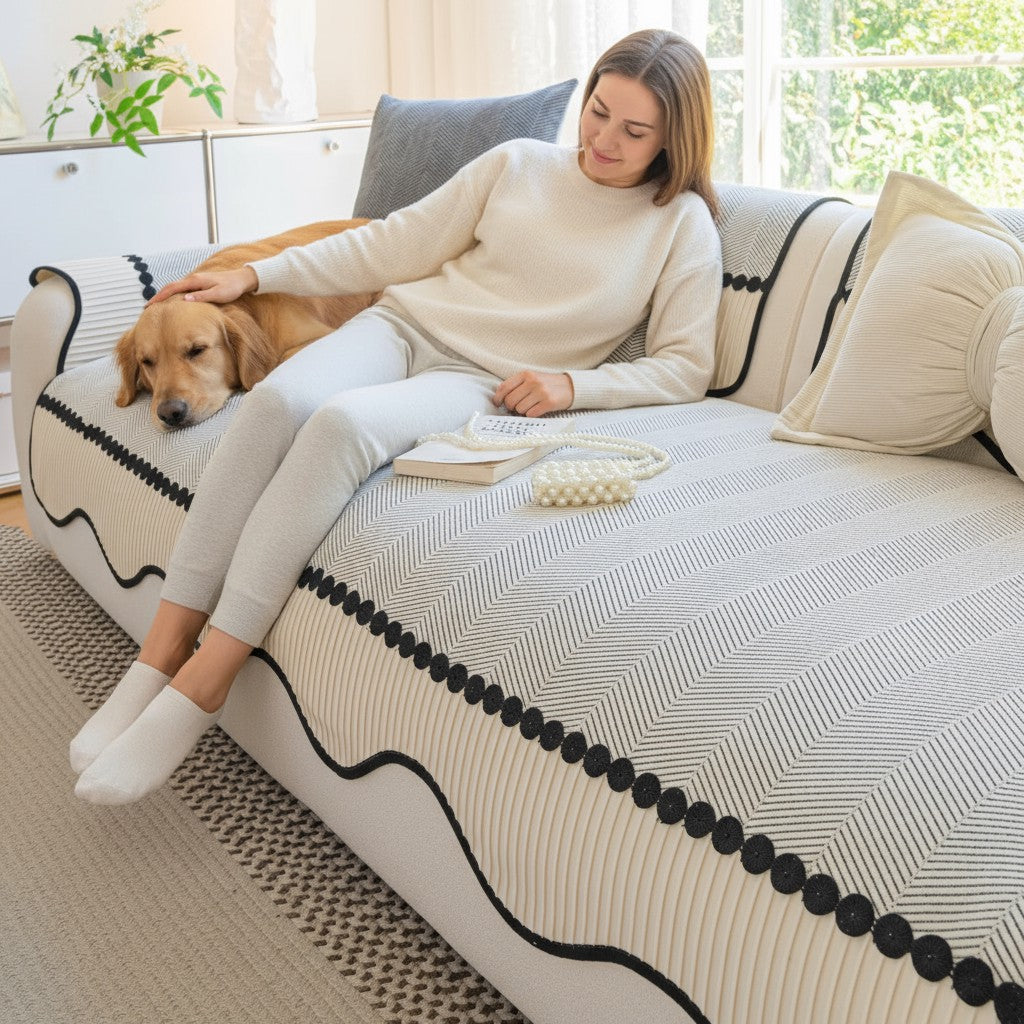 Non Slip Striped Sofa Couch Cover