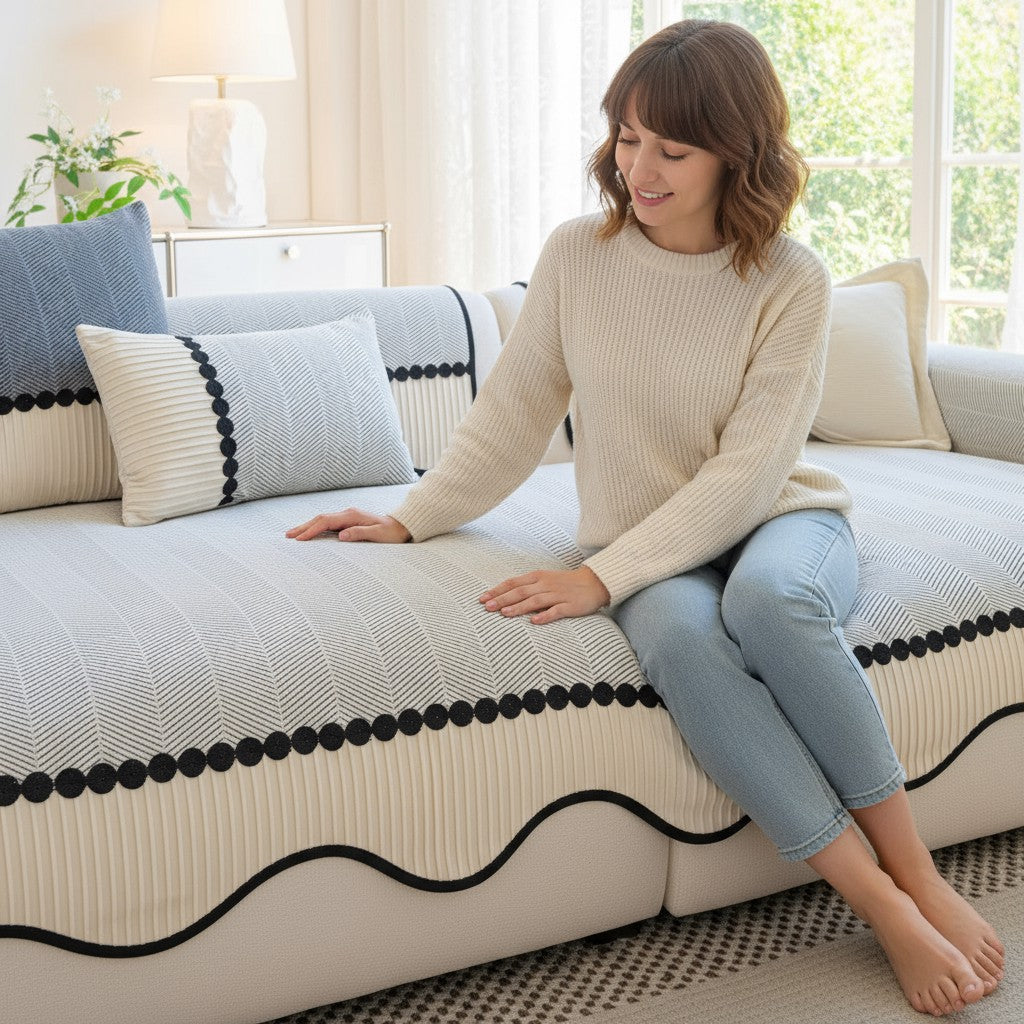 Non Slip Striped Sofa Couch Cover