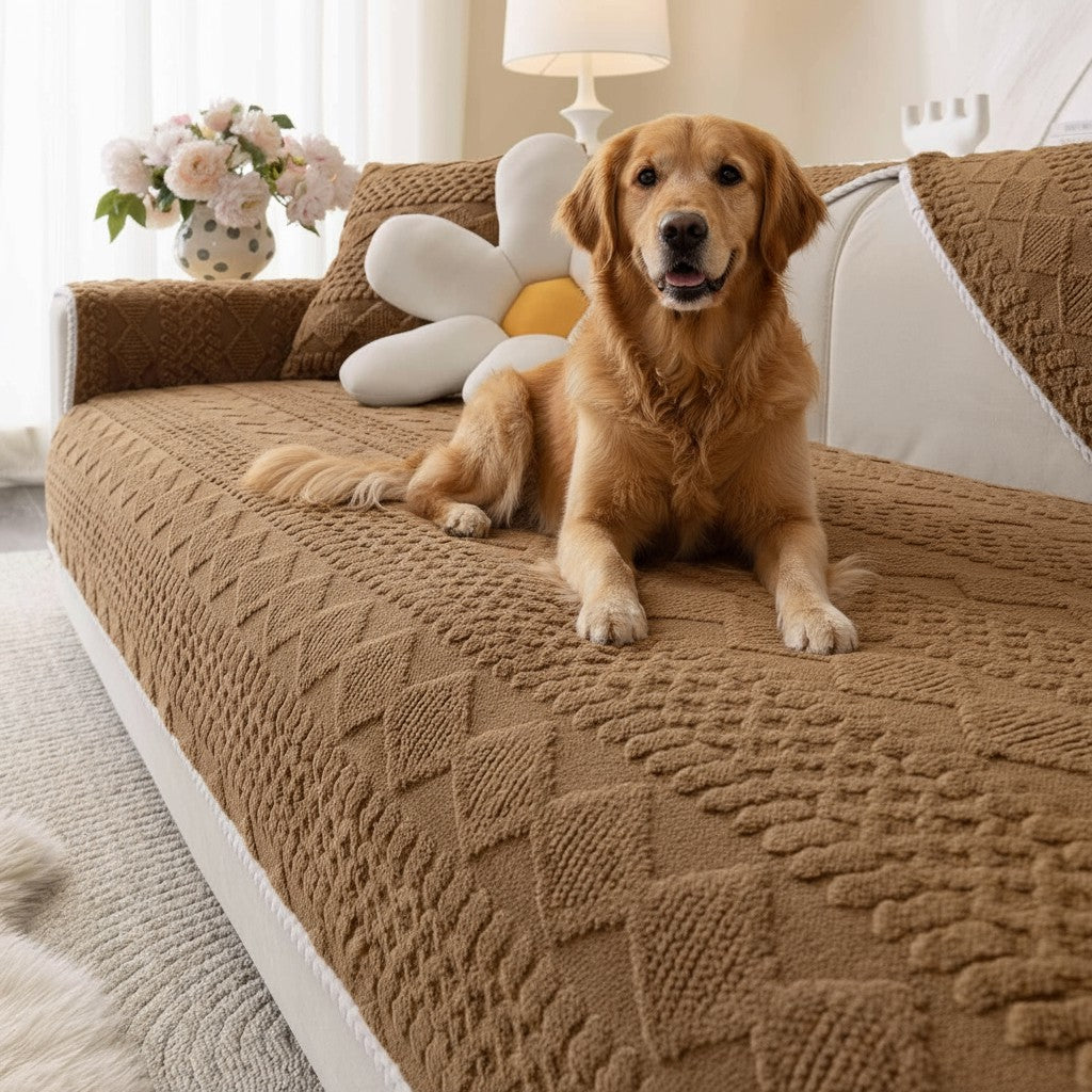 Non Slip Fluffy Geometric Jacquard Mat Couch Sofa Cover