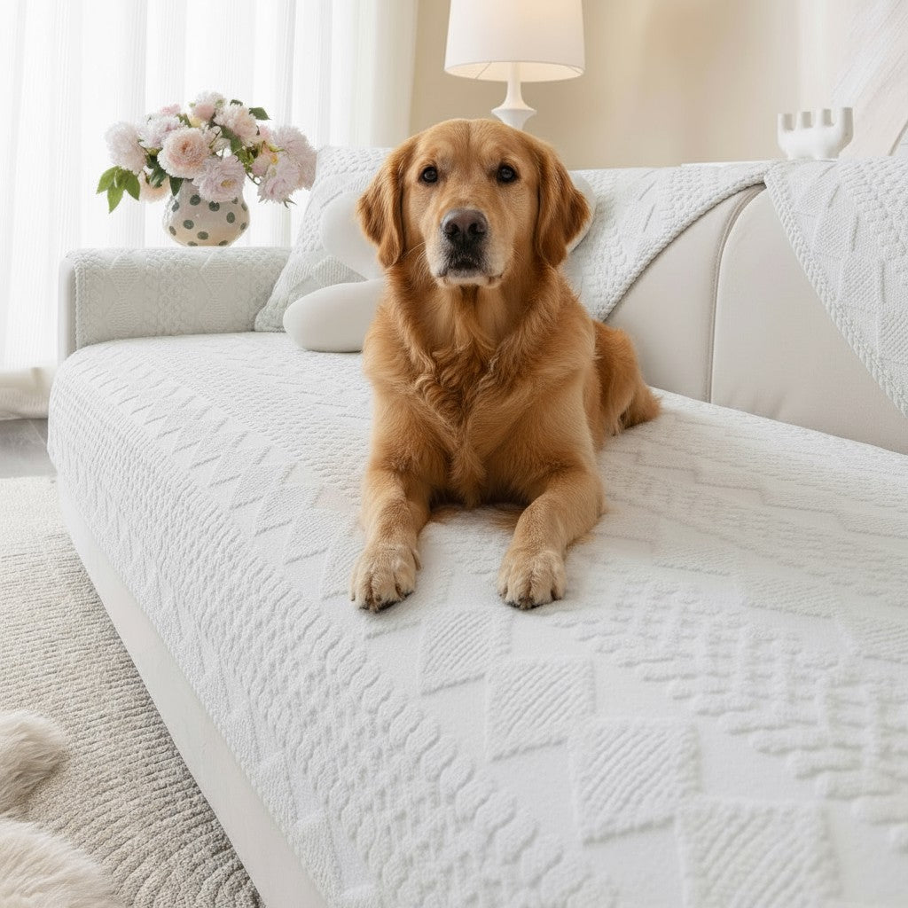 Non Slip Fluffy Geometric Jacquard Mat Couch Sofa Cover