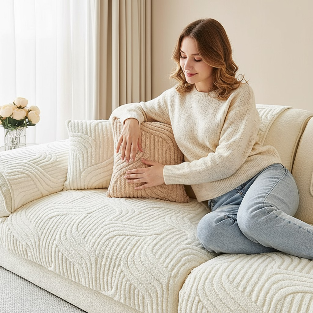 Cozy Fuzzy Boho Non Slip Couch Sofa Cover