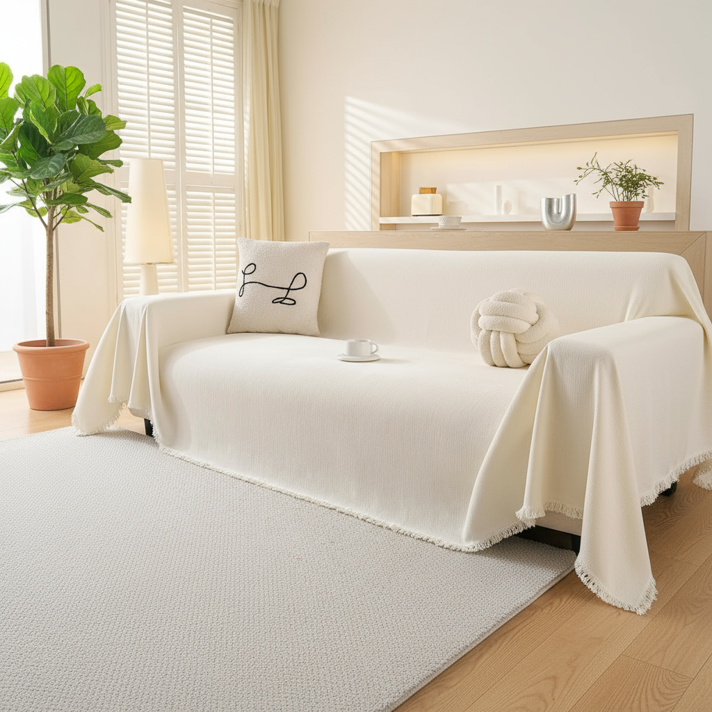 Chenille Tassels Sofa Couch Cover