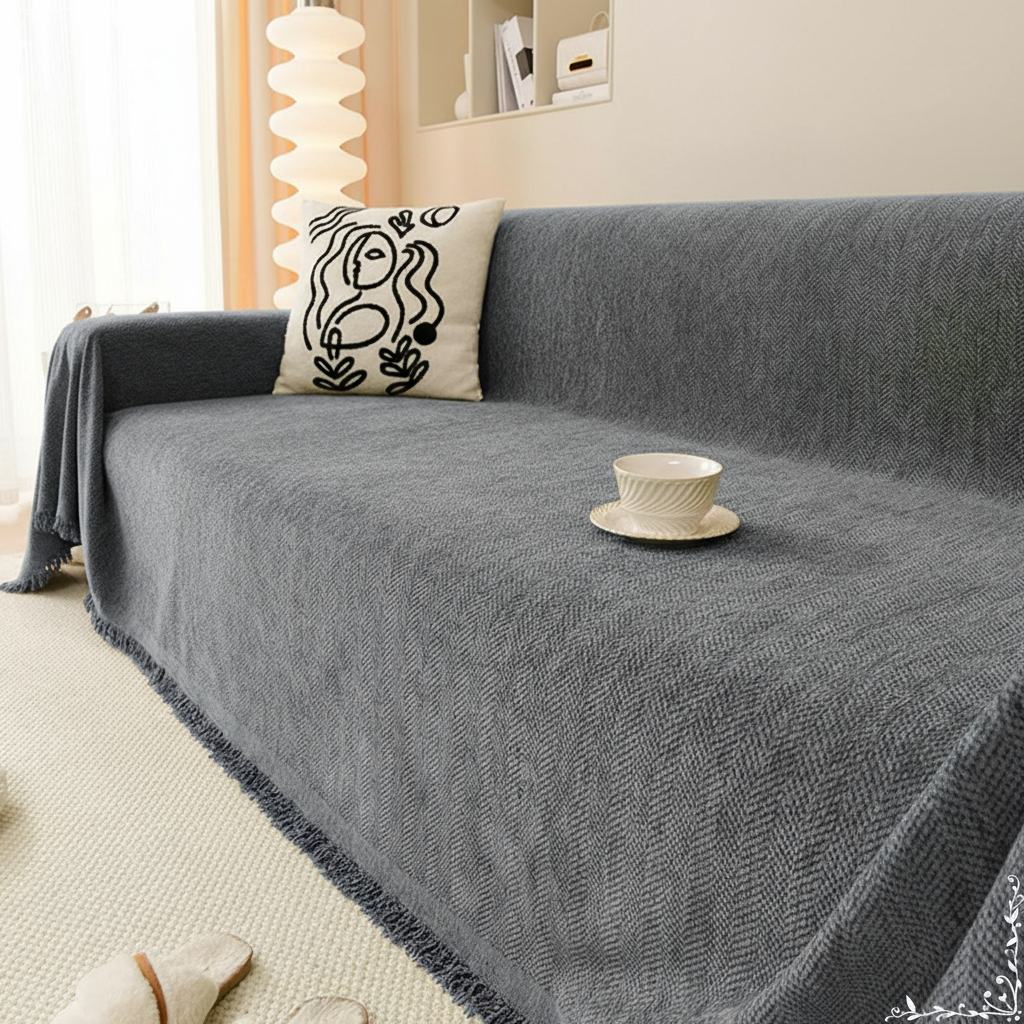 Chenille Tassels Modern Sofa Couch Cover
