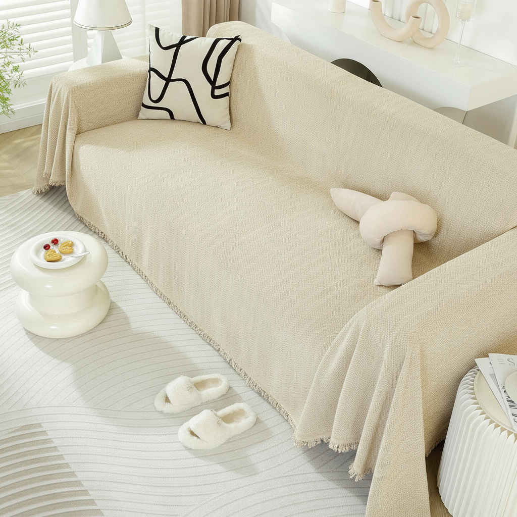 Chenille Tassels Modern Sofa Couch Cover