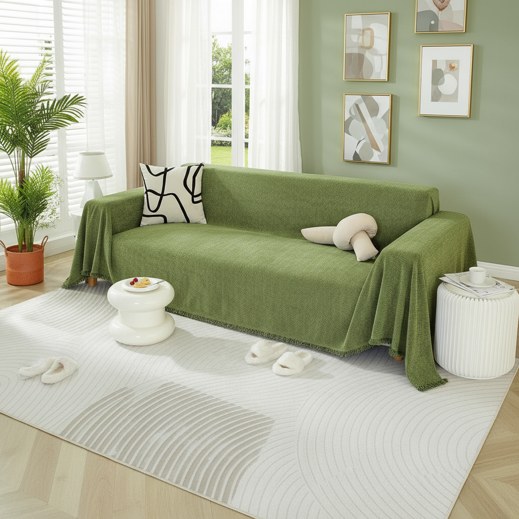 Chenille Tassels Modern Sofa Couch Cover