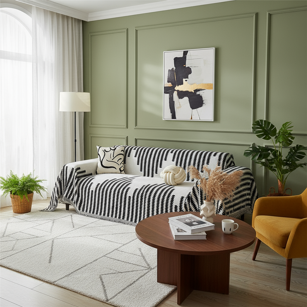 Elegance Chenille Anti-Slip Tassels Sofa Couch Cover