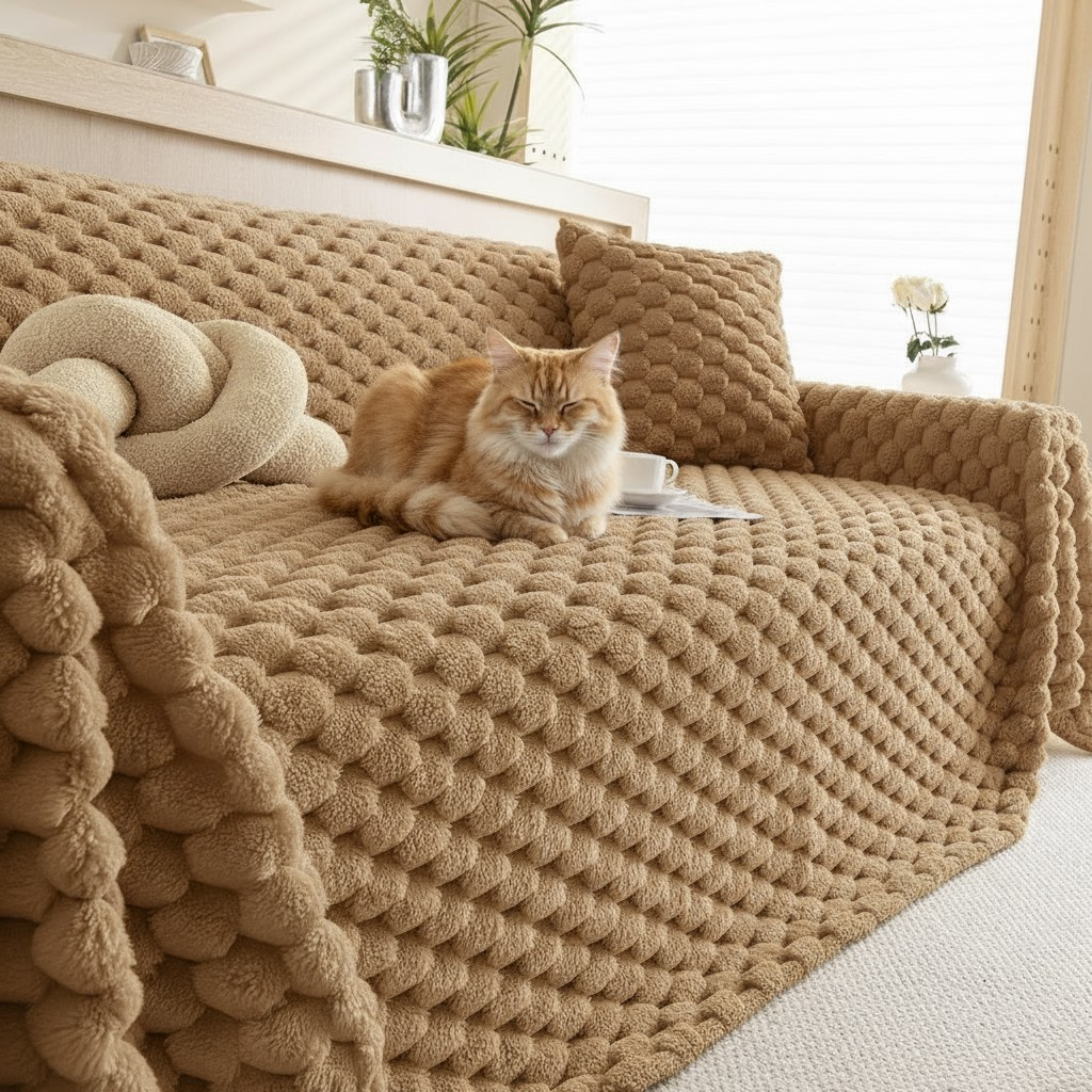 Fuzzy Plush Rabbit Non-Slip Sofa Couch Cover