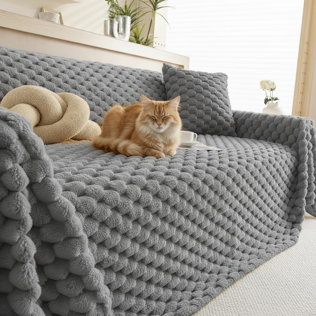 Fuzzy Plush Rabbit Non-Slip Sofa Couch Cover