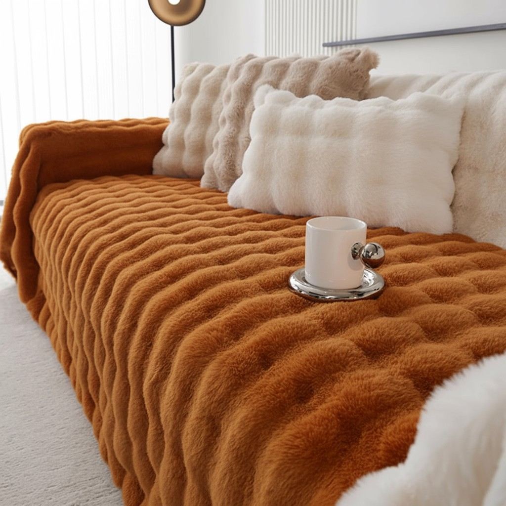 Non Slip Plush Fuzzy Furry Couch Sofa Cover