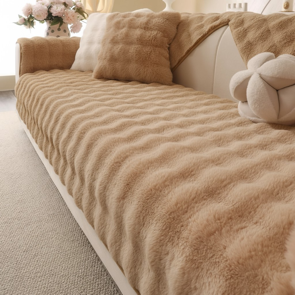 Non Slip Plush Fuzzy Furry Mat Couch Sofa Cover