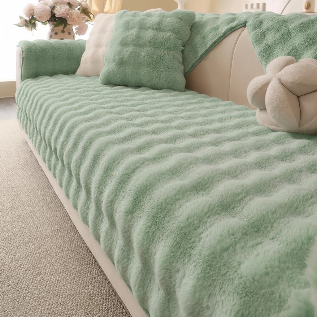 Non Slip Plush Fuzzy Furry Mat Couch Sofa Cover