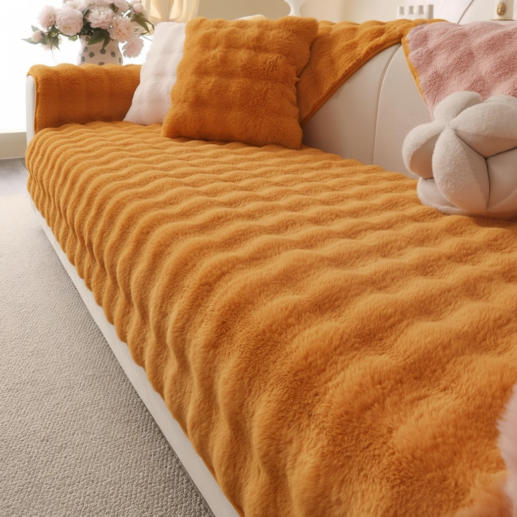 Non Slip Plush Fuzzy Furry Mat Couch Sofa Cover