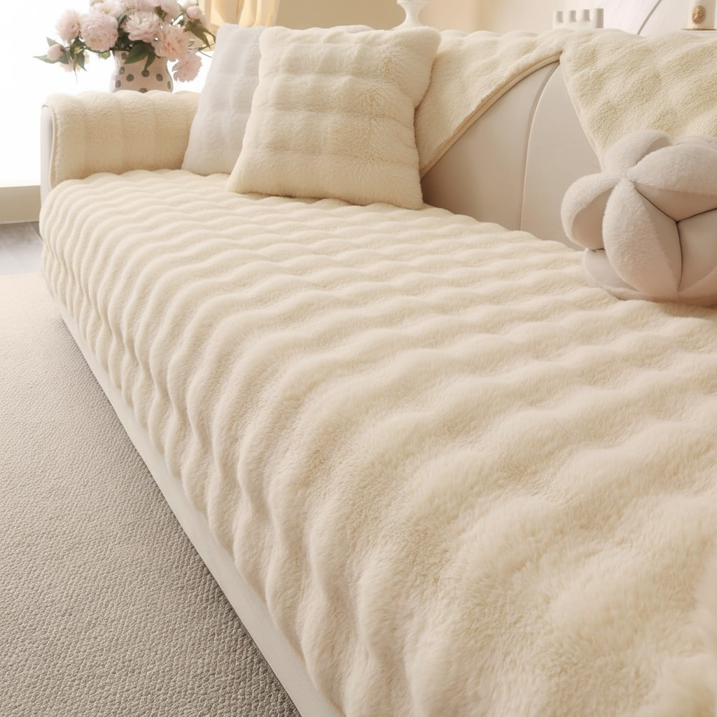 Non Slip Plush Fuzzy Furry Mat Couch Sofa Cover