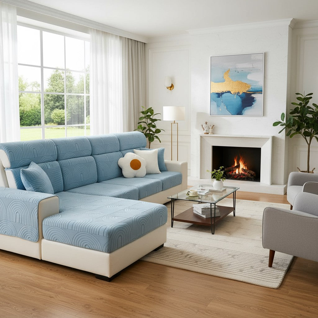 Anti-Slip L Shaped Velvet Cushion Sofa Couch Cover