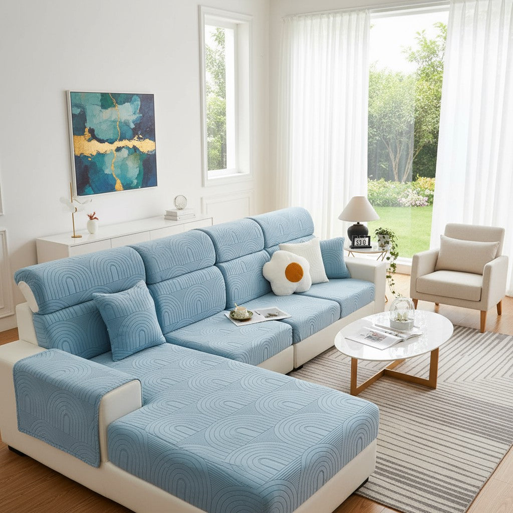 Anti-Slip L Shaped Velvet Cushion Sofa Couch Cover