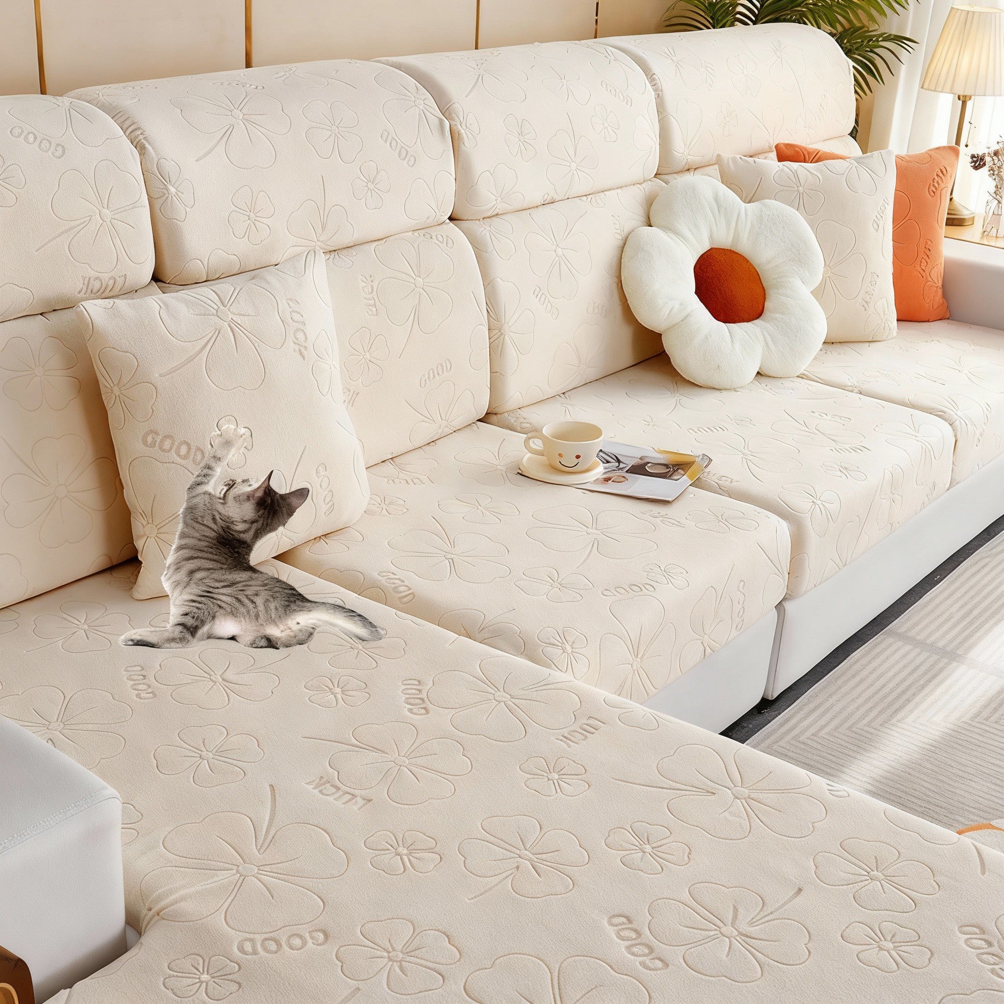 Good Luck Anti-Slip L Shaped Cushion Sofa Couch Cover