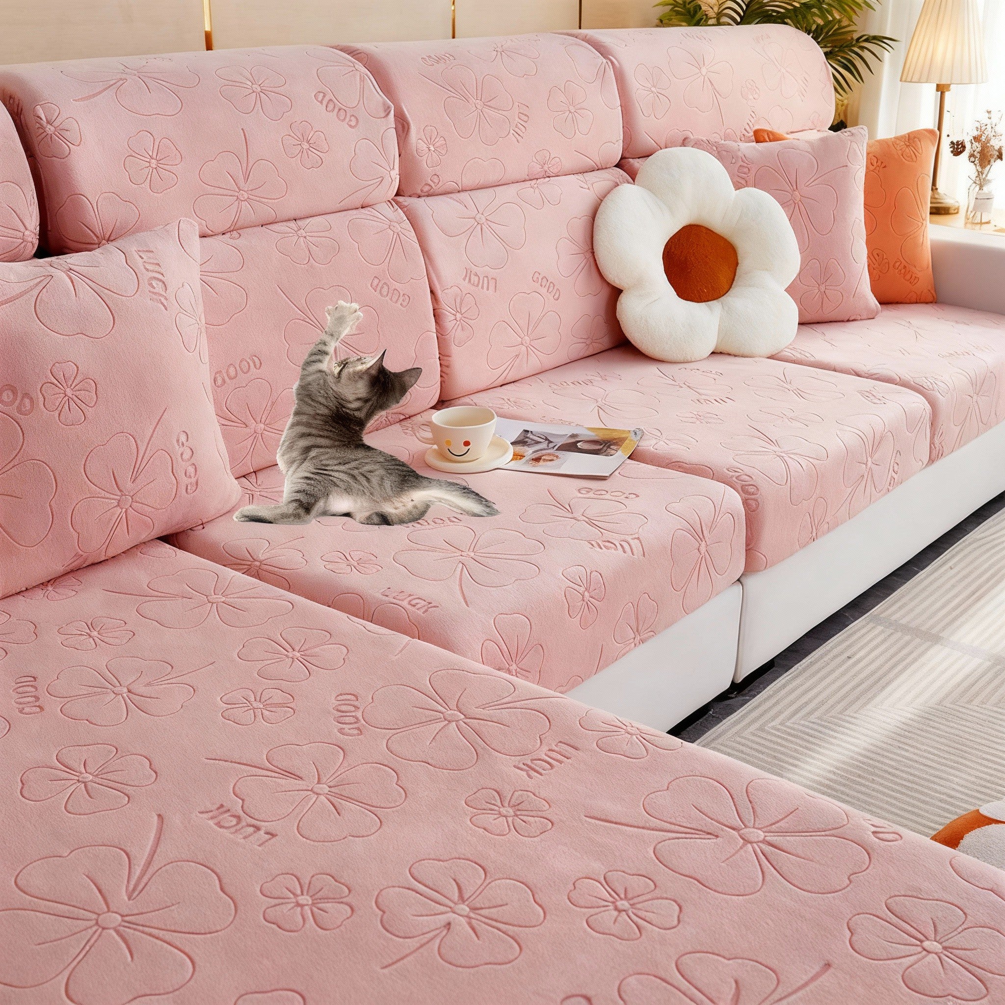 Good Luck Anti-Slip L Shaped Cushion Sofa Couch Cover