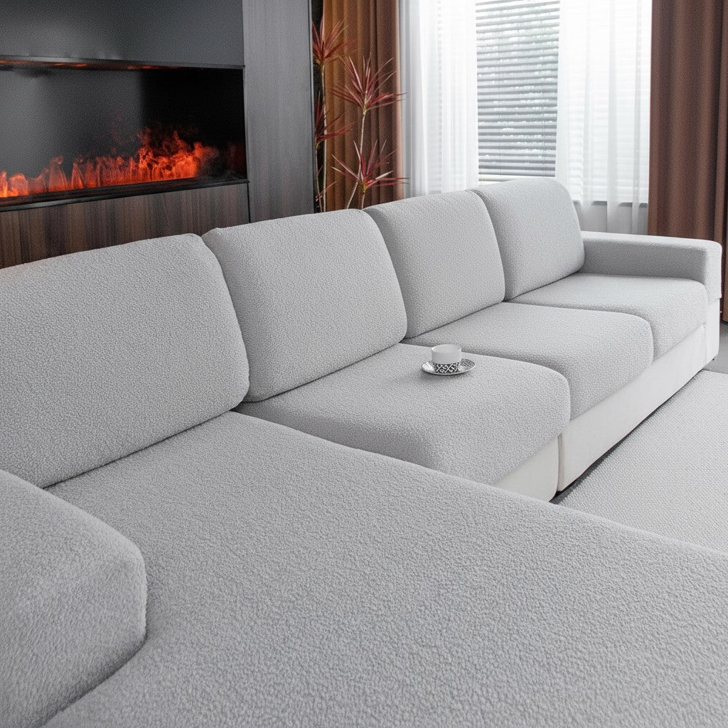 Anti Slip Polar Fleece Sectional L Shaped Cushion Sofa Couch Cover