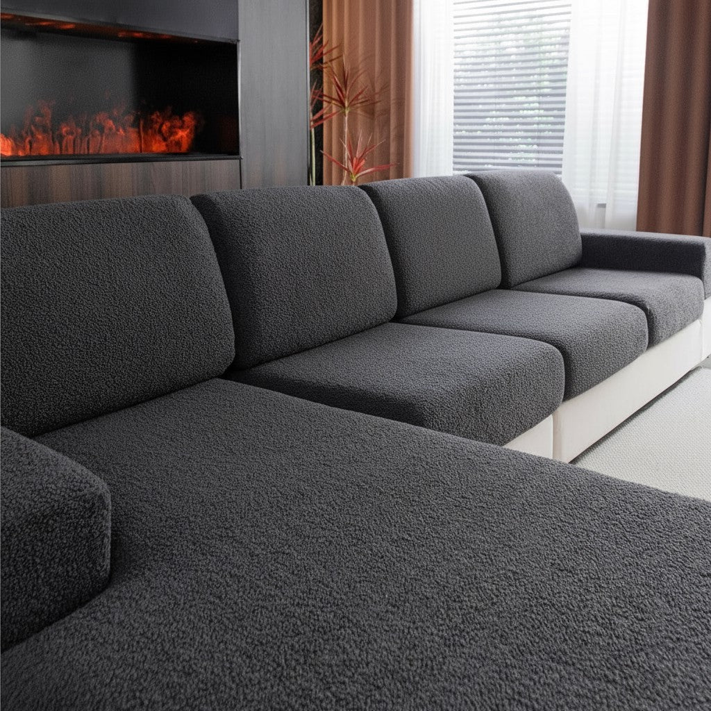 Anti Slip Polar Fleece Sectional L Shaped Cushion Sofa Couch Cover