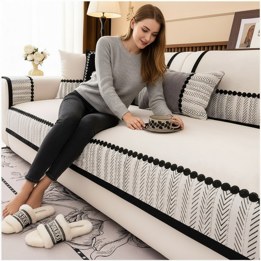 Anti Slip Premium Elegant Chenille Sofa Couch Cover
