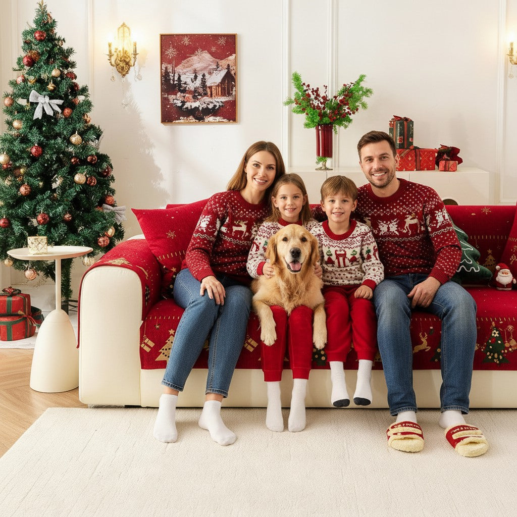 Christmas Chenille Non Slip Sofa Couch Cover