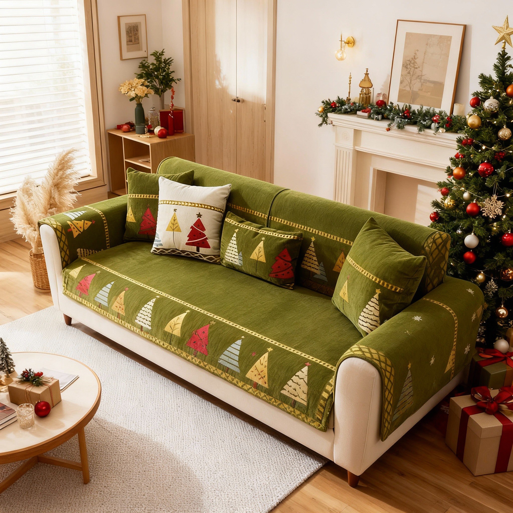 Chenille Christmas Non Slip Sofa Couch Cover